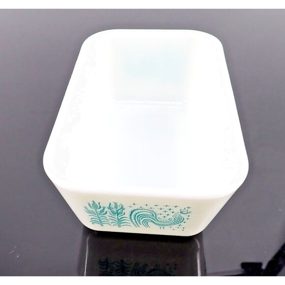 Vintage Pyrex Butterprint Amish White Turquoise 1 1/2 Pint Ovenware 0502 No Lid - Picture 8 of 9
